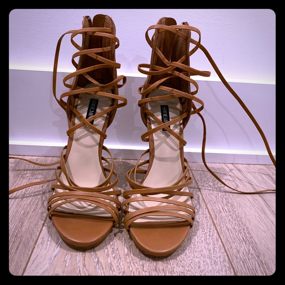 Shoemint brown leather strappy heels